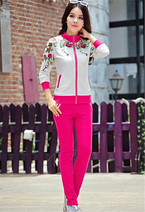 Fashion 2015 New Print 2 Piece Set Women Plus Size Women Track Suit Sport Suit Women Top Jacket +Pants Women Sportswear suit Set (6)