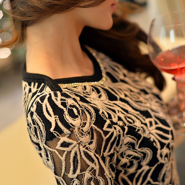 New-2015-Korean-Women-Elegant-Vintage-Female-Shirt-Plus-Size-Long-Sleeve-Crochet-Black-And-White (4)