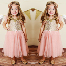 Bohemian Style Princess Dress Baby Girls Summer Sequin Stitching Lace Dress Vestidos Wedding Party Dress for Girls Vestidos 2-6Y