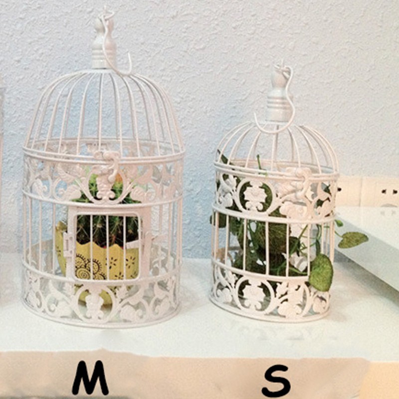 Decorative Weddings Bird Cages Iron Metal White Large Cage Holder