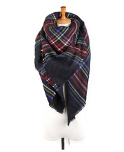 Winter Women Scarves za Large Tartan Scarf Pashmina Warp Shawl Acrylic Black Checked Hot sale