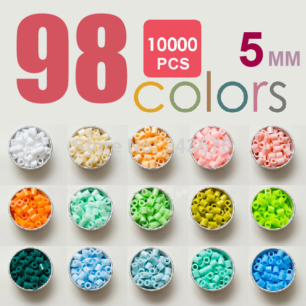 10,000pcs 5mm hama beads (77 colors+1 big template+5 iron papers+2 tweezers) fuse/perler beads diy educational toys craft