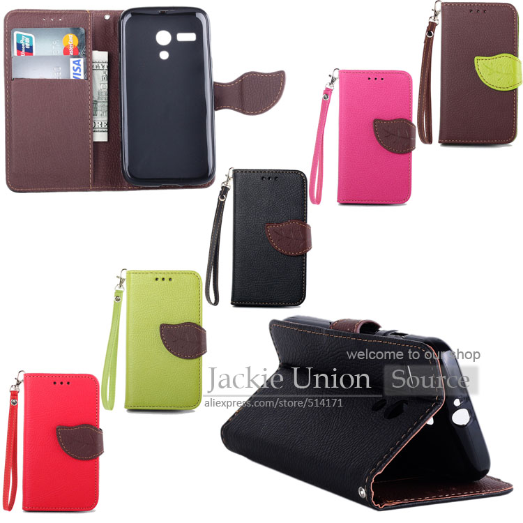 Leather Flip Leaf Style Stand Wallet Card Holder Case Cover for Motorola Moto G XT1028 XT1032