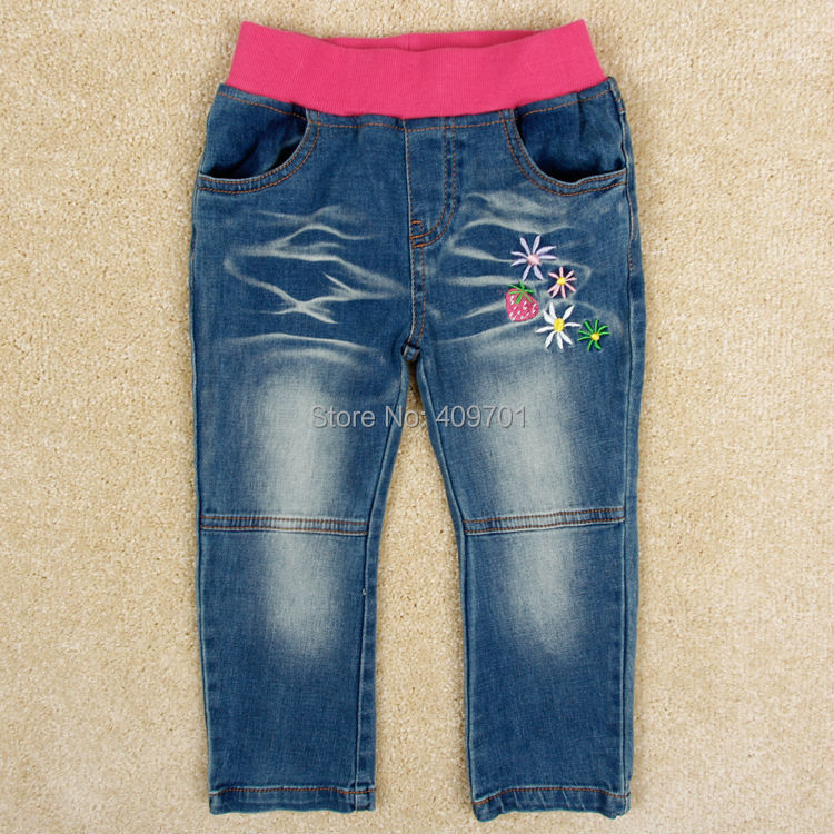kids children's jeans with color skulls for girls jeans nova Brand new 2014  fashion children pants for spring and summer G5103