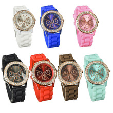 Lackingone reloj 8 colores moda relogio silicona feminino caliente venta del reloj del Rhinestone relojes