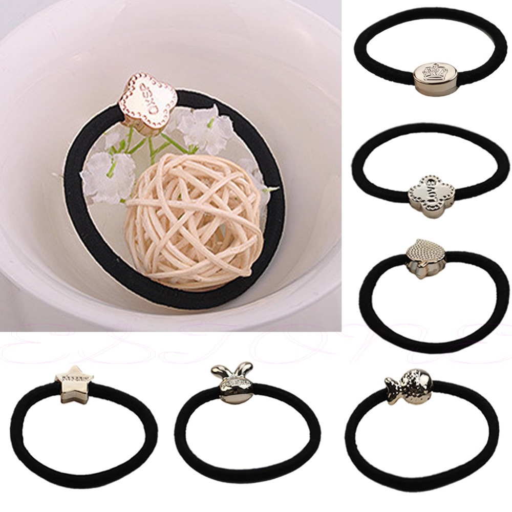 Free Shipping 10pcs Women Elastic Hair Tie Band Rope Ring Rubber Ponytail Holder Nylon Black