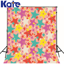 5X6.5Ft Photography Studio Props Photo Backdrop Pink With Red Yellow Blue White Stars Points For Children Thick Cloth