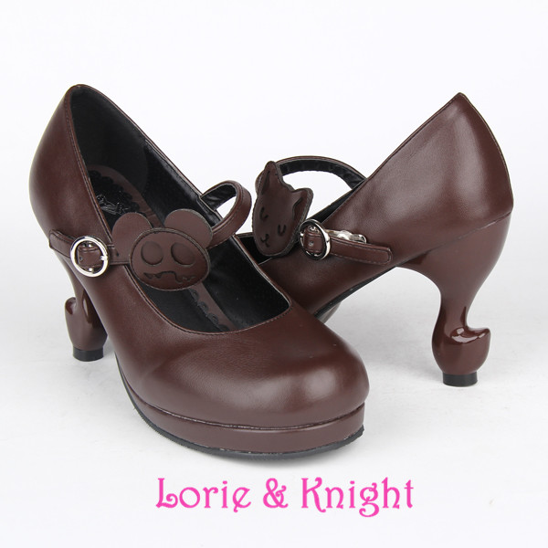Фотография Lovely Kitty Straps Fantasy Heels Round Toe Brown Lolita Shoes Princess Girls Shoes