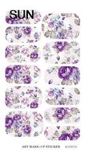 Water Transfer Nails Art Sticker Gray And Purple Flowers Design Nails Foil Sticker Minx Harajuku Fashion