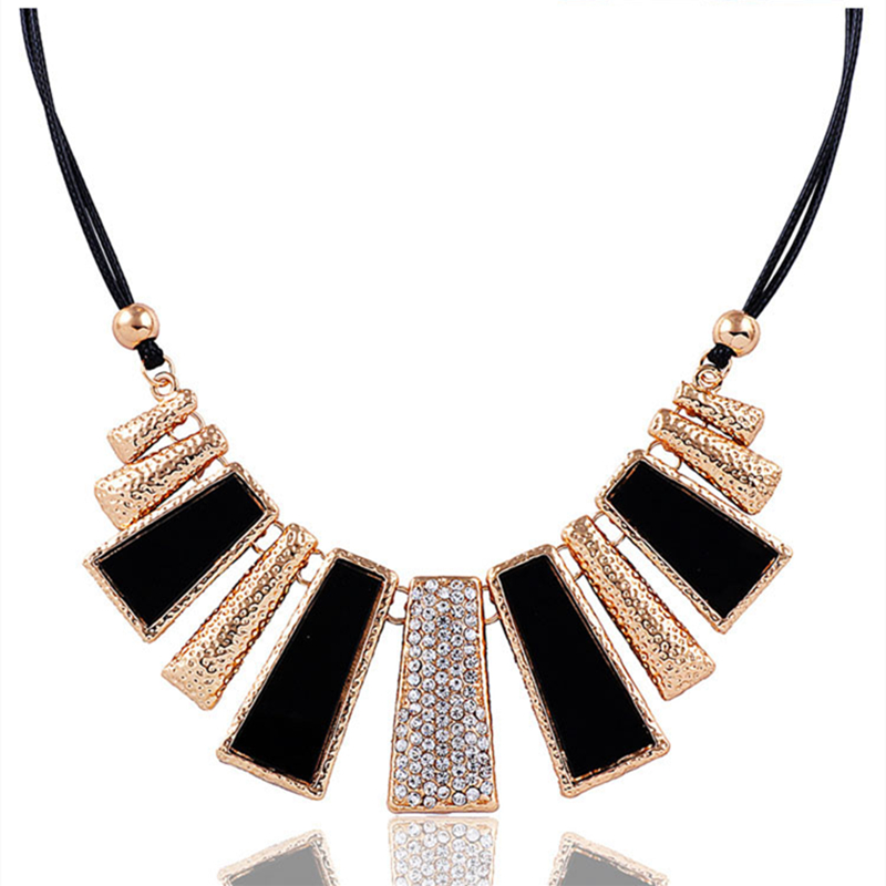 N302 New Fashion Design Beads Enamel Bib Leather Braided Rope Chain Necklace Free Shipping Feida