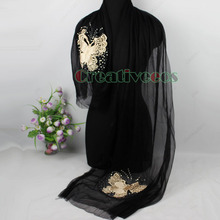 Elegant Fashion Women s Mesh Sheer With Butterfly Rhinestone 2 Layer Long Scarf Shawl