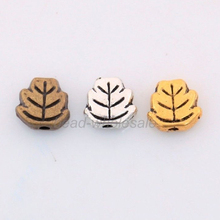 100 Pcs Tibetan Gold Bronze Silver Leaf Spacer Beads for DIY jewelry