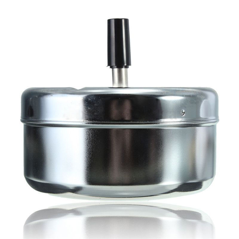 Stainless Steel Ashtray Spinning Plain Ashtray Cigarette Ash Tray Push Down Lid Smoking Accessories