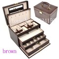 luxurious big 4 layers brown leather jewelry box earrings jewelry display box wedding gifts gift box