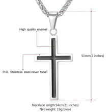 Cross Necklace For Men Jewelry 316L Stainless Steel 18K Gold Plated Religious Christian Black Cross Pendant