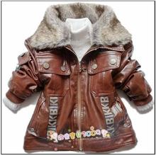 Retail children Outerwear clothing Boys Faux Leather with Faux Fur Collar Baby Kids Spring Outwear Jackets coat Boy Jacket coat