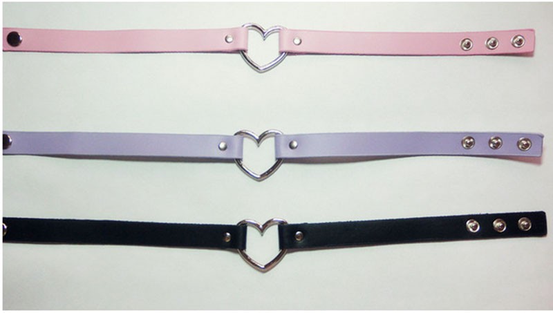 Leather Heart Choker Necklace3