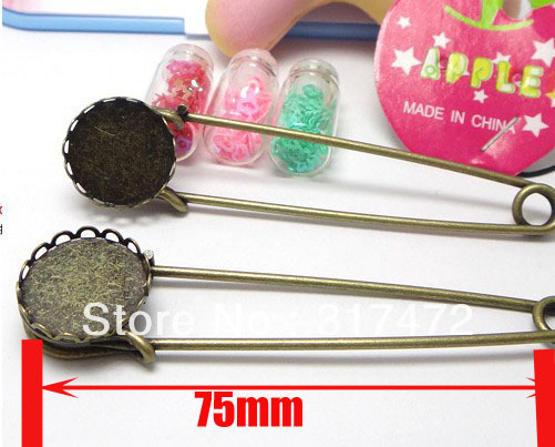 Free shipping 16mm Round Basic Long 75mm font b Kilt b font Brooch Pin Mental Brooch