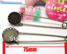 Free shipping!!! 16mm Round Basic Long 75mm Kilt Brooch Pin Mental Brooch Pin Finding