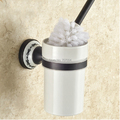 Oil Rubbed Bronze Finished Antique Bathroom Toilet Brush Holder Set Wall Mounted Ceramic Cup Brush
