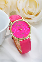 2015 Luxury Brand Geneva Women Dress Quartz Watches Fashion Rose Gold Flower Pattern Analog Casual Watches