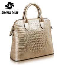 2016 Hot Crocodile Pattern Genuine Leather Women Bag Big Fashion Tote Shoulder Bag Luxury Messenger Bags Famous Designer Handbag