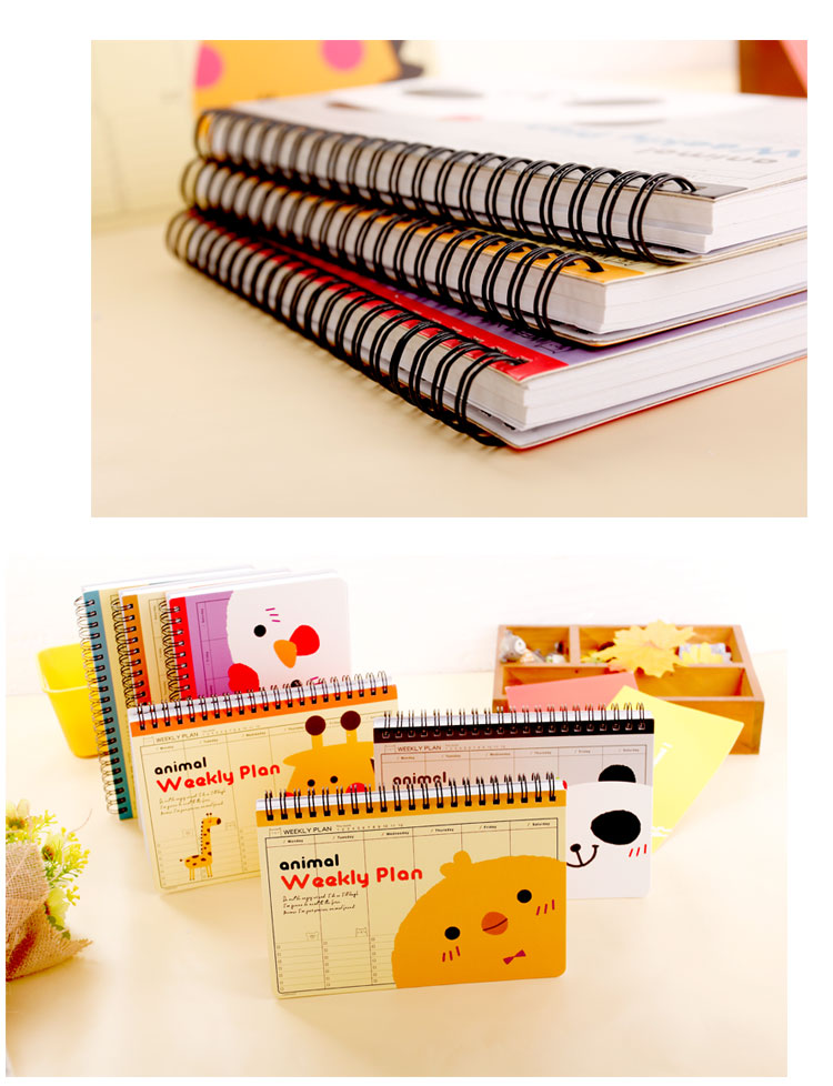 Kawaii Animals Notebook Weekly Planner Agenda 2016 Filofax Organizer Rollover Spiral Notepad Cute School Stationery Supplies