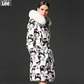 Ukraine Top Fashion 2016 New Women s Winter Hooded Collar Luxury Big Cartoon Printing Long Sections