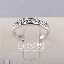 R078 18k platinum Plated TOP Class 9 pcs Rhinestones Studded Eternity Wedding Ring FREE SHIPPING!