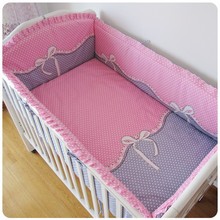Promotion! 6PCS Baby Crib Cot Bedding Set Baby Bumper Sheet Dust Ruffle (bumper+sheet+pillow cover)