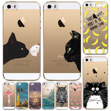 For Apple iPhone 5 5S Ultra Thin 0.5mm Soft TPU Cute Animal Fruit Translucent Painted Mobile Phone Accessories Back Skin Case