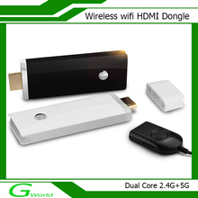Wireless wifi HDMI Dongle transmitter and Receiver smart TV stick 1080P Miracast support Android/IOS/WIN8.1 dual core 2.4G+5G