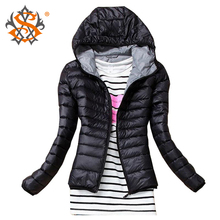 2015 Autumn Winter Women Basic Sport Jacket Coat Female Slim Hooded Brand Cotton Coats Casual Black Jackets
