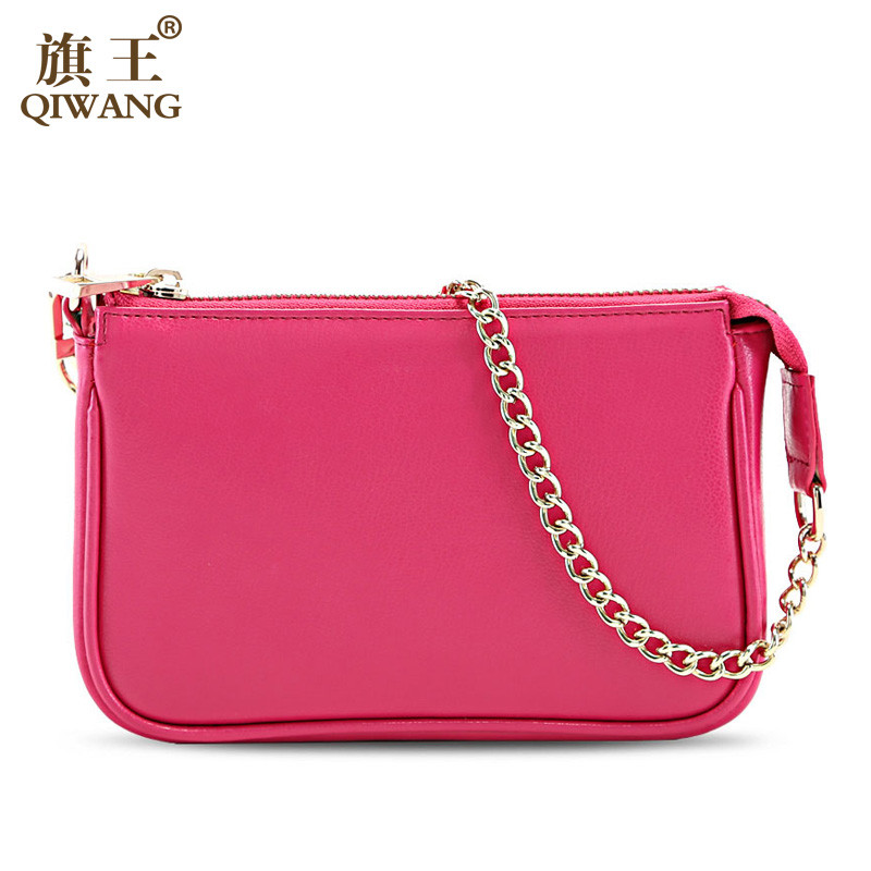 Hot Pink Clutch Wallet Genuine Leather Luxury Brand QIWANG Pink Wallet Ladies Hand Clutch Purse ...