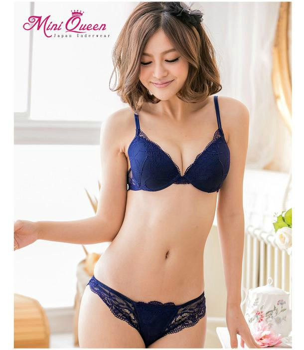 hot Pop transparent floral lace bra & brief sets thin cup leisure sexy deep-V push up women underwear bra set 17