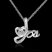wholesale 2014 New Fashion silver plated Chain love for you Necklaces Pendants For Women Men jewelry
