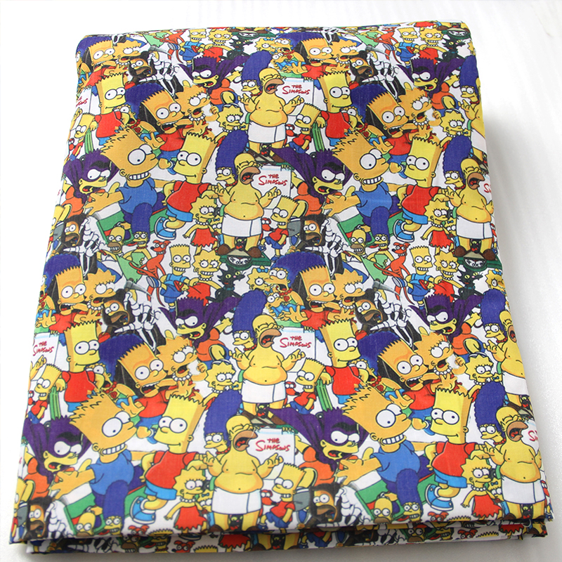 42600 50*147cm Los Simpsons Cartoon Series fabric patchwork printed cotton fabric for Tissue Kids Bedding home textile