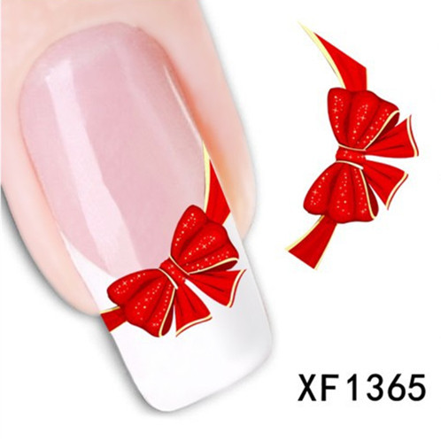 1 Sheet Fancy Red Butterfly Tie Sweets Casual Nail Decals Stickers Water Mark Beauty Decorations Foils