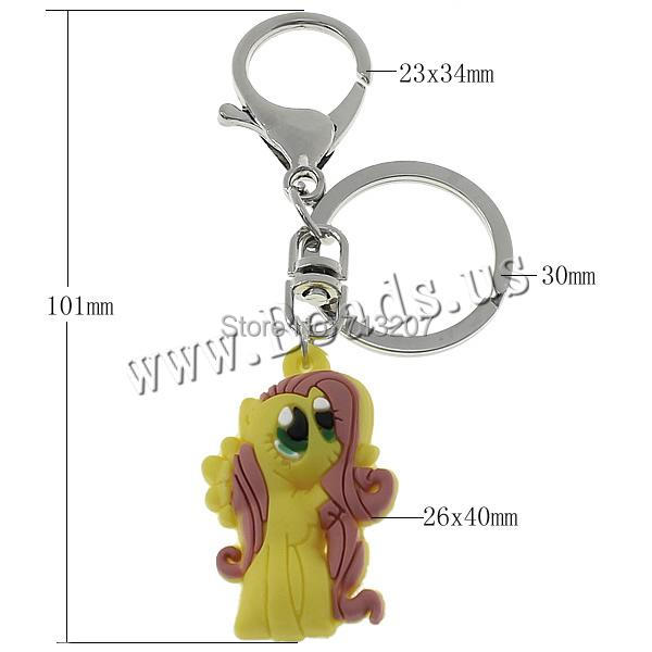 Free shipping!!!Zinc Alloy Key Chain,australian, with Silicone & Iron, Cartoon, platinum color plated, nickel