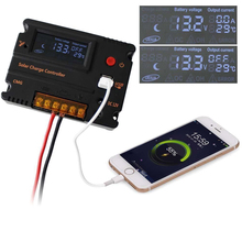 LCD Solar Panel Battery Regulator Charge Controller 12V 24V PWM Dual USB 5V DC 12V output