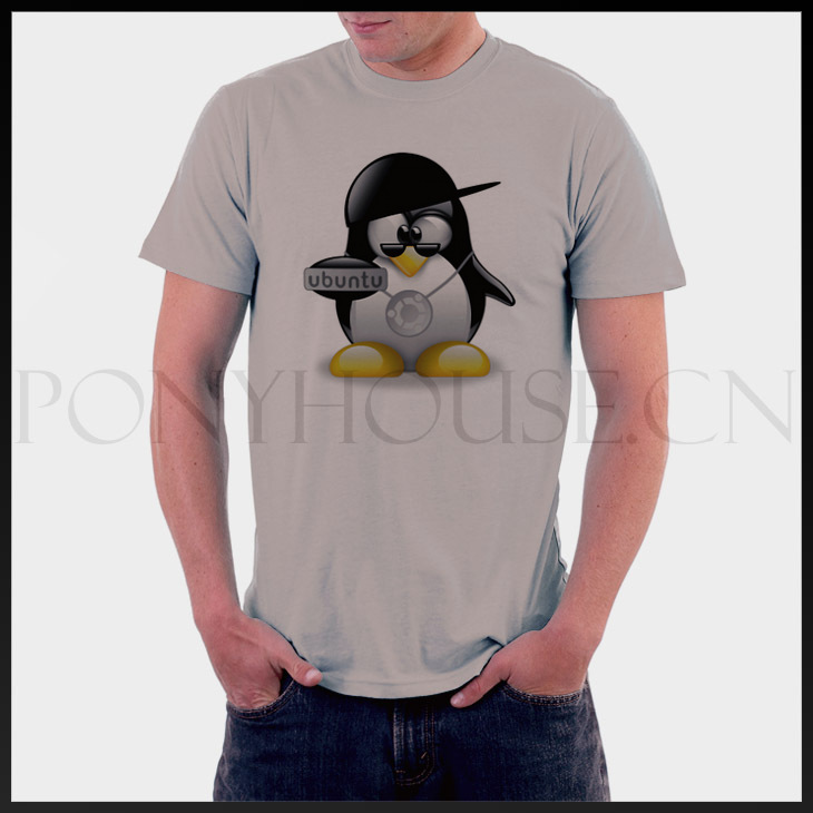 ヒップ ホップ ペンギン linux ubuntu tシャツ綿ライクラトップ(China (Mainland))