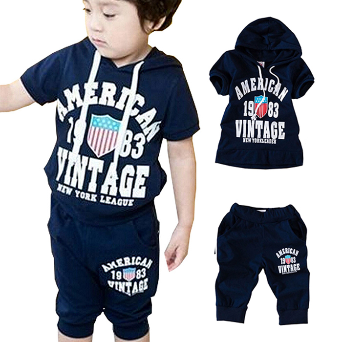 Boys Toddler Girls Sets Hooded Pants Kids Clothing T shirt Outfit Suit Summer Sz2 7 Y