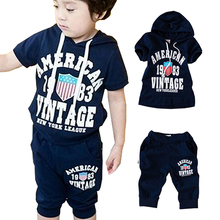 Boys Toddler Girls Sets Hooded Pants Kids Clothing T shirt Outfit Suit Summer Sz2 7 Y