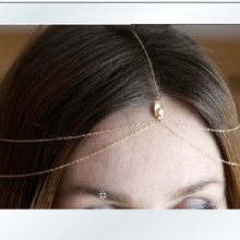 Hair Accessories Fashion Sterling Metal  Gold Hairbands Jewelry Geneva For Women Girl Hair Chain Hair Wholesale Wedding Headband