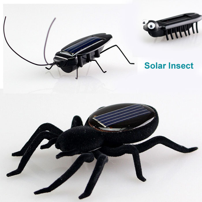 3kinds/set Fun fashion Novelty kid science Solar Energy Powered Spider