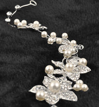 Hot Ladies Rhinestone Bridal Wedding Flower Delicate Pearls Crystal Chic Headband Hair Clip Comb Jewelry