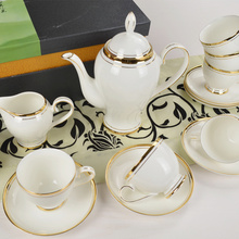 Premium grade Bone china coffee cup and saucer sets gold inlay tea sets ceramic  tea sets porcelain gift
