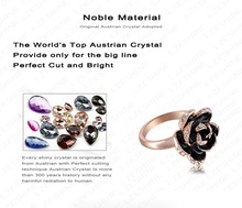 Fashion Black Rose Ring Real 18K Rose Gold Plated Genuine Austrian Crystal Rings Wedding Jewelry Free