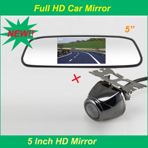 Promotion 2 in 1 Video Auto Parking Monitor Reversing CCD Car parking backup reverse Rear View Camera + 5
