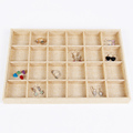 LAN LIN 24 girds jewelry display tray yellow linen display tray necklace Display Show Case earring